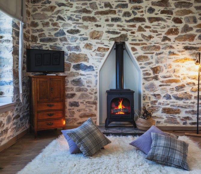wooden stove-Villa Thalia