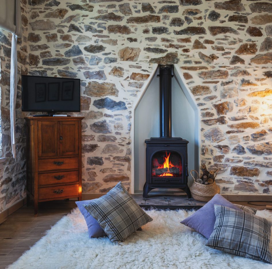 wooden stove-Villa Thalia