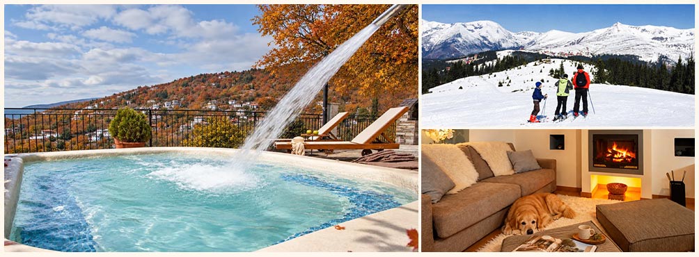 Winter holidays in Pelion with skiing, hot tub and fireplace